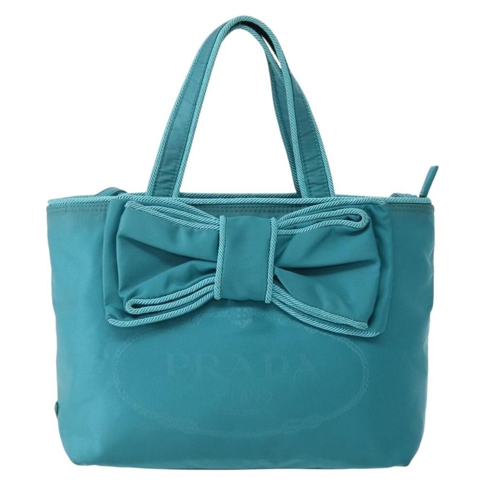Prada Nylon Handbag Turquoise Blue